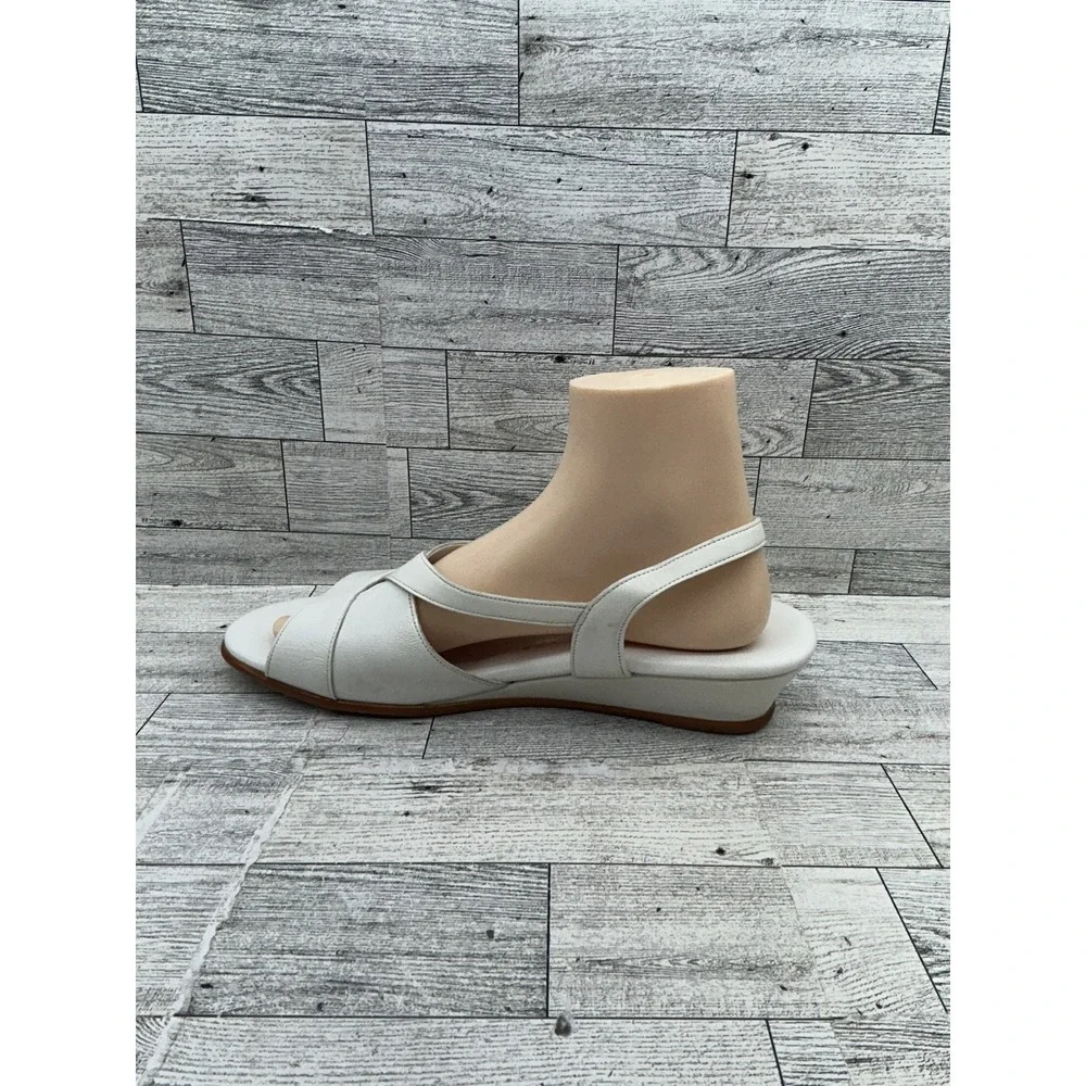 SAS Shoes Womens Size 11‎ M White Slingback Wedge Sandals Comfort Leather USA